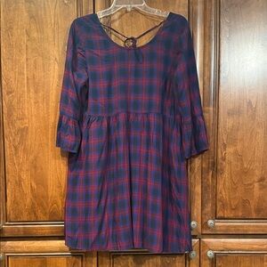 Arizona Jean Company Plaid Mini Dress - Red and Blue